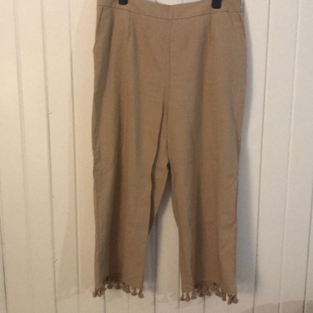 Tan capris with tassels